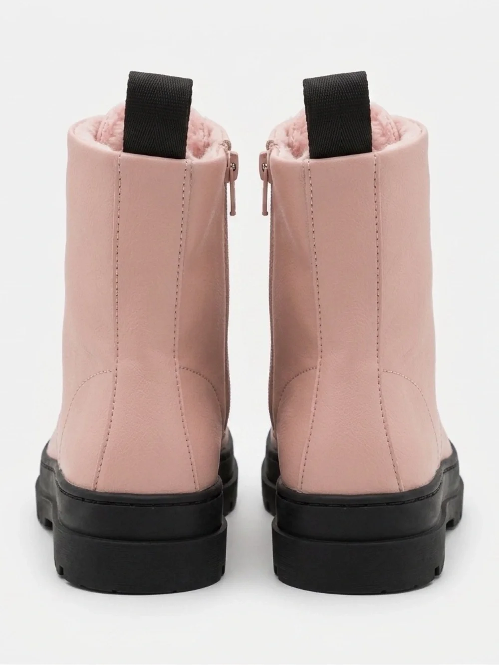 H&M Girls Pink Faux Leather Combat Lace Up Zip Boot Size 1.5 Back to School